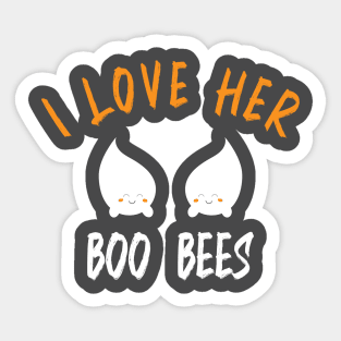 I LOVE HER BOO BEES funny halloween shirt Sticker